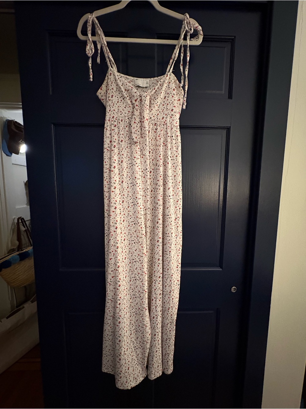 ASOS Cream Floral Tie-Shoulder Jumpsuit